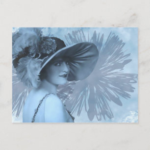 PETULA, 1910s LADY IN GROOT PET: BLAUW Briefkaart