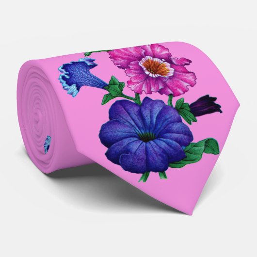 petunia-afdruk stropdas (Opgerold)