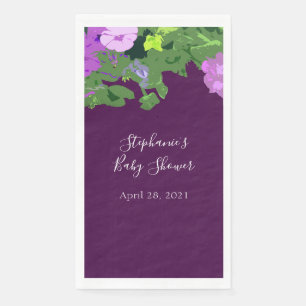 Petunia Bloemen Aubergine Paarse Baby shower  Servet