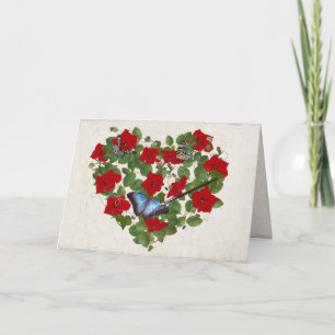 petunia en vlinderhart met borstel kaart