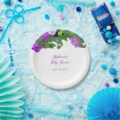 Petunia Floral Eggplant Paars Baby shower Papieren Bordje (Feest)