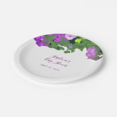Petunia Floral Eggplant Paars Baby shower Papieren Bordje (Gekanteld)