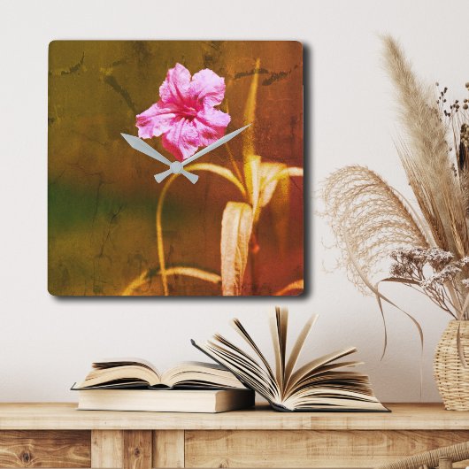 Petunia Floral Rustic Vierkante Klok
