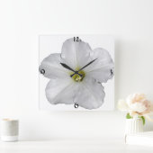 Petunia Flower Floral kerstdecor White Cool Vierkante Klok (Huis)