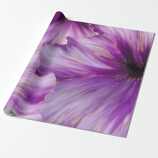 Petunia golden flow abstract cadeaupapier (Uitgerold)