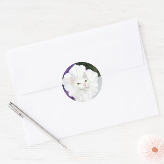 Petunia kattengezicht ronde sticker (Envelop)