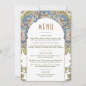 Petunia Menu Bruiloft Art Nouveau door Mucha Kaart (Voorkant)