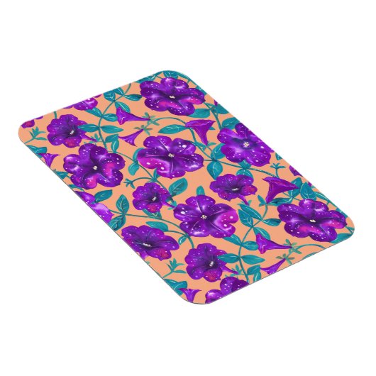 Petunia Night Sky op abrikozenachtergrond Drow Pil Magneet (Rechterzijde)