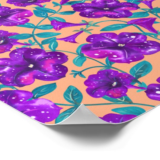 Petunia Night Sky op abrikozenachtergrond Drow Pil Poster (Hoek)