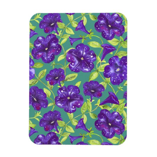 Petunia Night Sky op blauwgroen achtergrond Sierku Magneet (Verticaal)