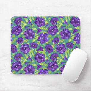 Petunia Night Sky op blauwgroen achtergrond Sierku Muismat