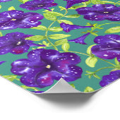 Petunia Night Sky op blauwgroen achtergrond Sierku Poster (Hoek)