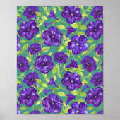 Petunia Night Sky op blauwgroen achtergrond Sierku Poster (Voorkant)