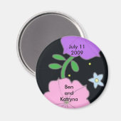 Petunia op zwart Save the Date Magneet (Voorkant / Achterkant)