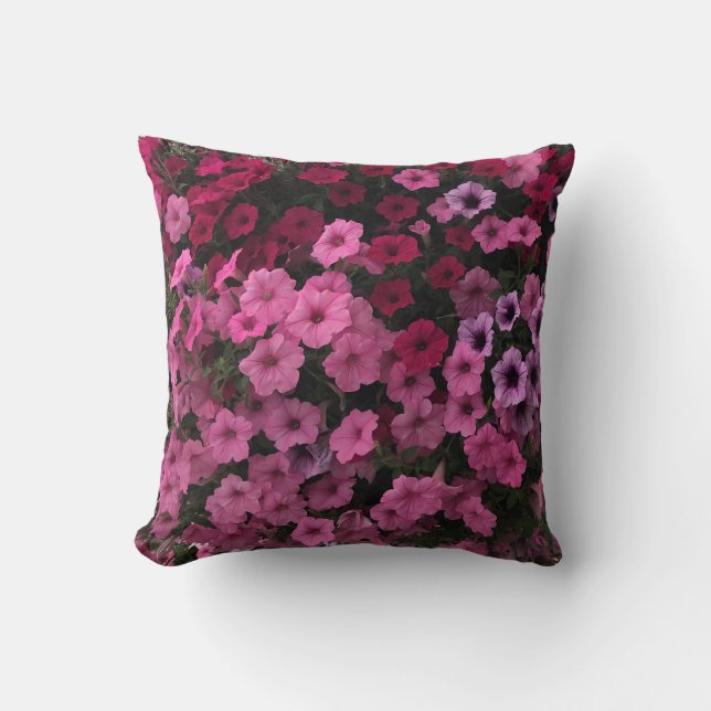 Petunia Porch Flowers Pink Paars Lavender Garden Kussen (Voorkant)