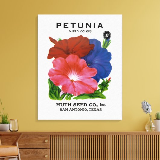 Petunia Seed Packet Canvas Afdruk (Insitu (Woonkamer))