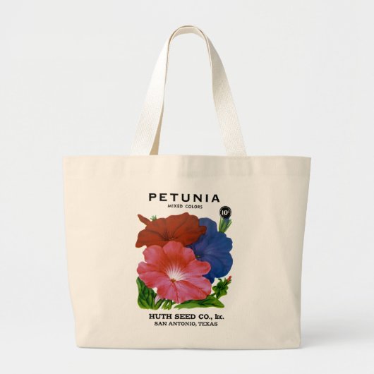 Petunia  Seed Packet Grote Tote Bag (Voorkant)