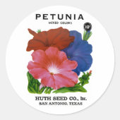 Petunia  Seed Packet Ronde Sticker (Voorkant)
