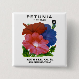 Petunia Seed Packet Vierkante Button 5,1 Cm