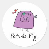 Petunia Varken (Paarse) Classic Ronde Sticker (Voorkant)