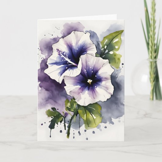 Petunia - Waterverf bloemen Kaart (Voorkant)