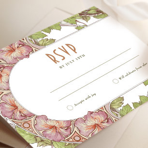 Petunia Wedding RSVP  Art Deco Mucha invoegen Kaart
