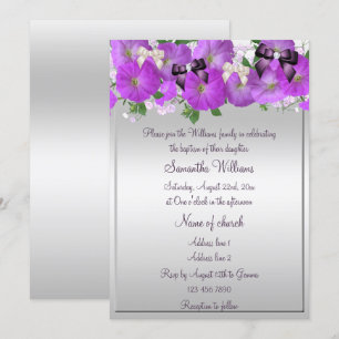 Petunias & Bows Meisjes Doop Kaart