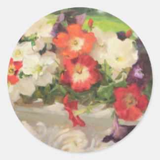 Petunias door Margaret Aycock Design Ronde Sticker