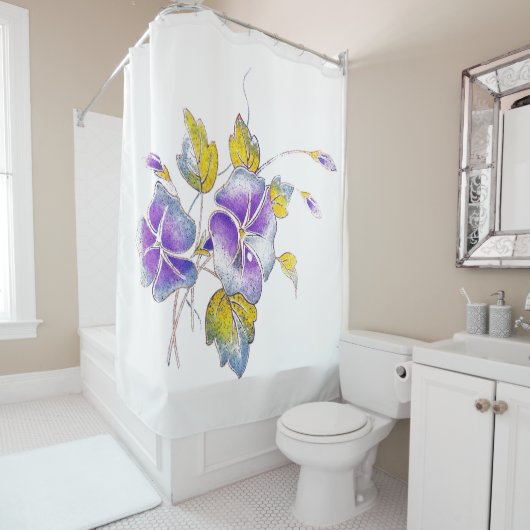 Petunias. Douchegordijn (In situ)