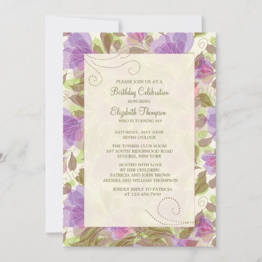 Petunias Floral Invitation Kaart (Voorkant)