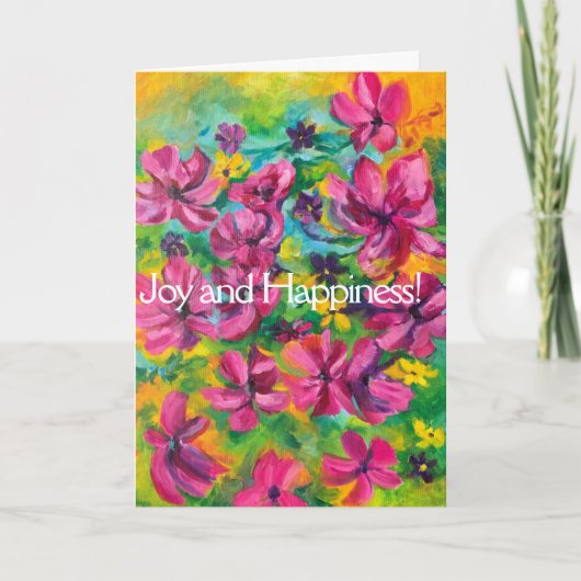 Petunias "Joy and Happiness" Birthday Card Kaart (Voorkant)