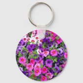 Petunias Metal Circle Sleutelhanger, 5.08 cm Sleutelhanger (Voorkant)