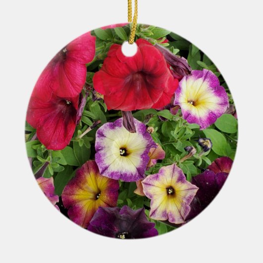  Petunias Paars en roze kerstmis Keramisch Ornament (Voorkant)