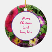  Petunias Paars en roze kerstmis Keramisch Ornament (Achterkant)