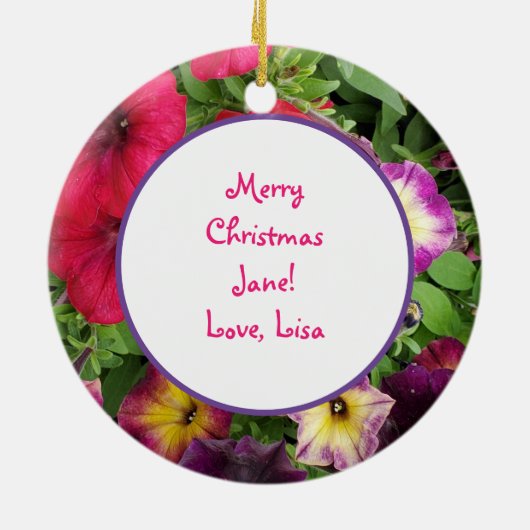  Petunias Paars en roze kerstmis Keramisch Ornament (Achterkant)