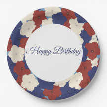 Petunias Paper Plate - Happy Birthday
