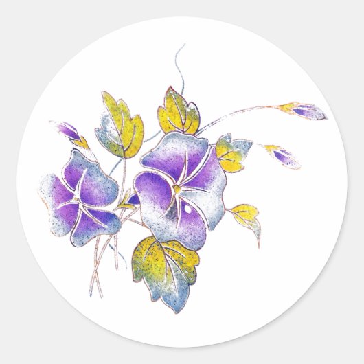 Petunias. Ronde Sticker (Voorkant)