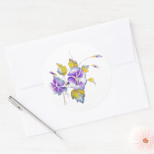 Petunias. Ronde Sticker (Envelop)