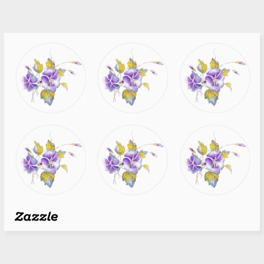 Petunias. Ronde Sticker (Vel)