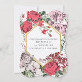 Petunias Rozen Fauna Greenery Wedding Kaart (Achterkant)