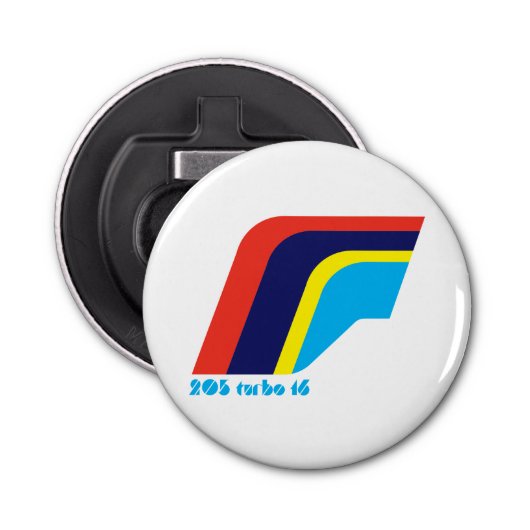 Peugeot 205 Turbo Rally Car Symbol Button Flesopener (Voorkant)