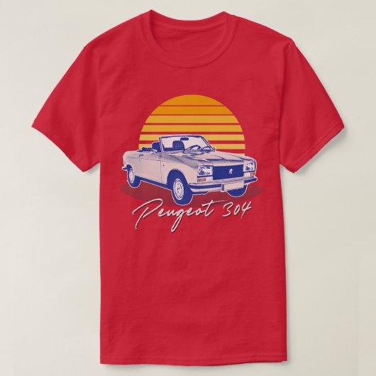 Peugeot 304 Cabriolet  Zonsondergang Ontwerp T-shirt (Design voorkant)