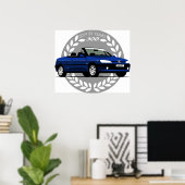 Peugeot 306 Cabriolet blauw Poster (Thuiskantoor)