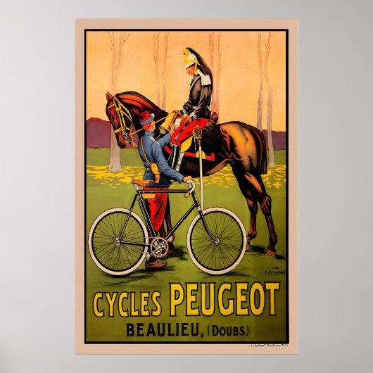 Peugeot Vintage Fiets Poster (Voorkant)