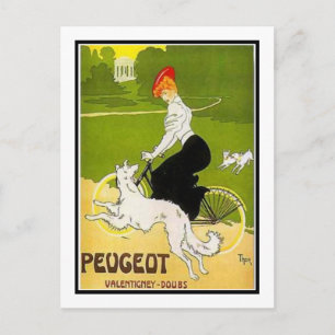 Peugeot Woman met hond Briefkaart