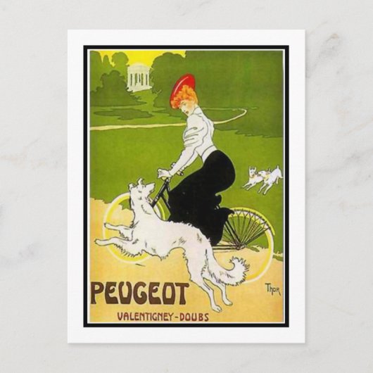 Peugeot Woman met hond Briefkaart (Voorkant)