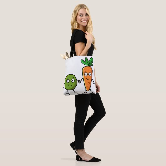 Peul- en wortelboodschappentas tote bag (Op model)