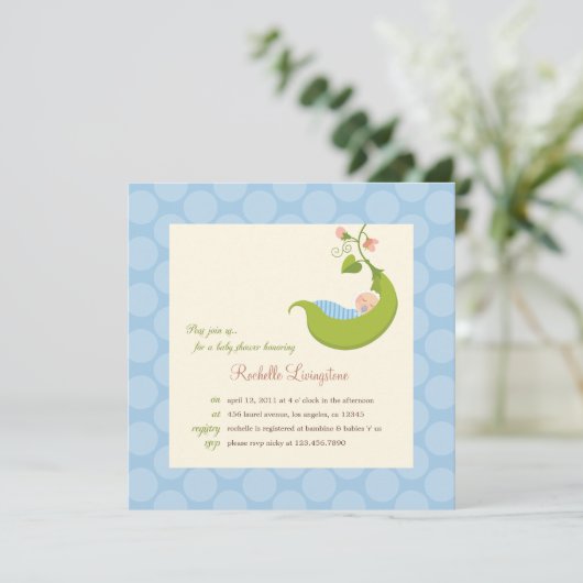 Peul in een Baby shower-uitnodiging voor peuter Kaart (Staand voorkant)