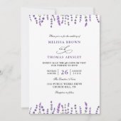 Peurple Lavendel Bloemige Budget QR Code Bruiloft Kaart (Voorkant)