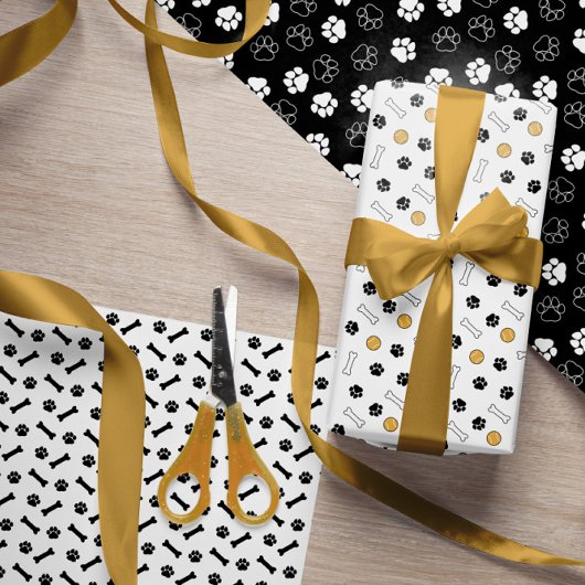 Peuten Botten ballen Zwarte Witte Dog Patronen Inpakpapier Vel